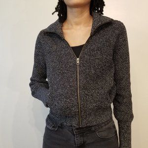 Grey Crop Knit Jacket